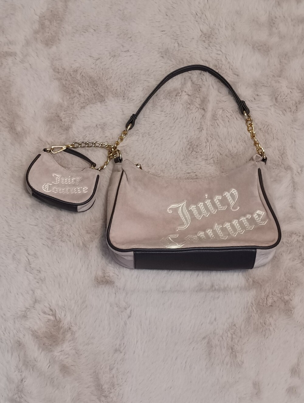 Juicy Couture Velour Shoulder Bag with Matching Pouch